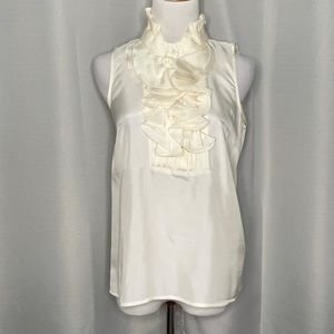 J.Crew silk ruffle front shell